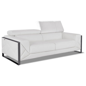 Trento Genuine Italian Leather Modern Sofa, White