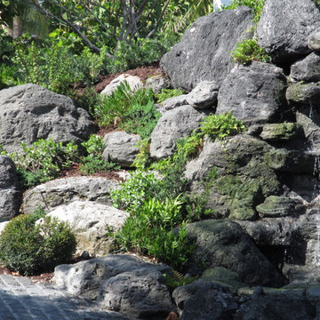Japanese Garden Waterfall and plantings in Manalapan, Florida
