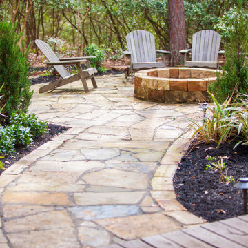 Flagstone Path and Seating Area, Sandstone 6X6 Firepit