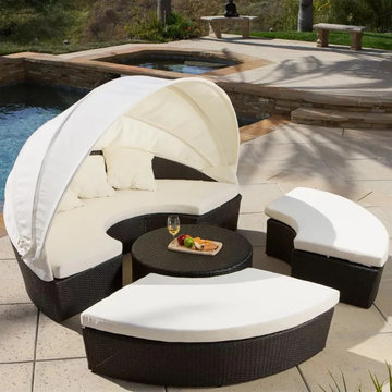4-Pieces Outdoor Sectional Daybed Sofa Set with Cushion and Pillow
