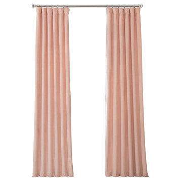 Heritage Plush Velvet Curtain Single Panel, Peach Blossom, 50"x84"