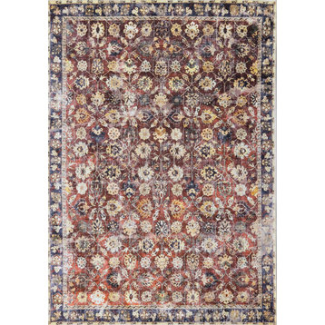 Anderson Collection Red Traditional Printed Foldable Rug, 5'3" x 7'7"