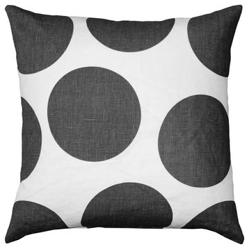 Pillow Decor - Tuscany Linen Gray Circles Throw Pillow 22x22