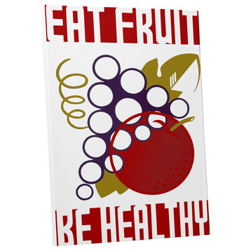 Vintage Apple "Eat Fruit be Healthy" Gallery Wrapped Canvas Wall Art