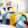 Timeless - B 3PC Cotton Vermicelli-Quilted Patchwork Geometric Quilt Set-Full/Qu