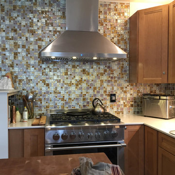 Silver, Gold, And Taupe Metallic Glass Tile Backsplash