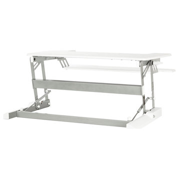 Multiposition Desk Riser in White finish with dual lift