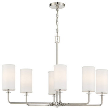 Savoy House Powell 6-Light Linear Chandelier 1-1756-6-109, Polished Nickel