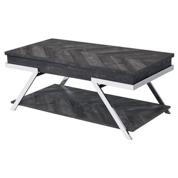 Bowery Hill Dark Gray Lift-Top Wood and Laminate Cocktail Table