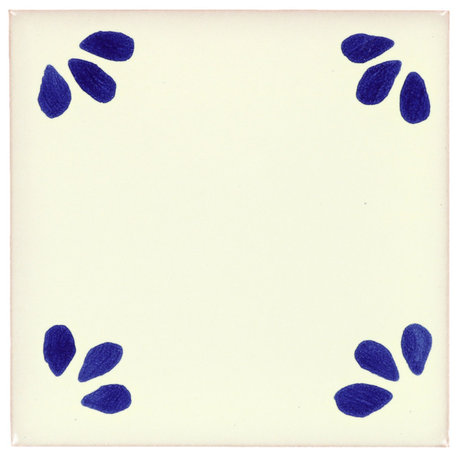 Tierra y Fuego Handmade Ceramic Tile, 4.25x4.25" Blue Ville, Box of 90