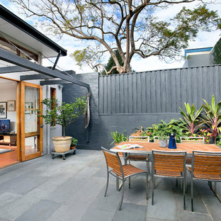 Inspiration for a mid-sized contemporary backyard patio in Sydney with no cover.