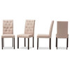 Gardner Dark Brown Finished Fabric Upholstered Dining Chair, Set of 4, Beige