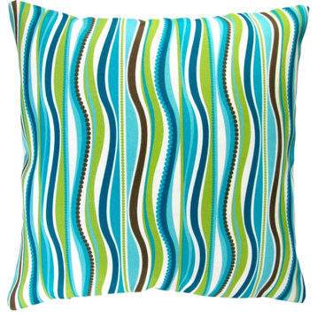 Outdoor Blue/Green Caribbean 18" Throw Pillow, Set of 2, Pillow Cover Only