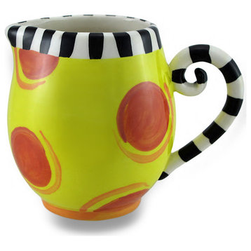 Colorful and Whimsical Circles and Stripes Ceramic Creamer Server