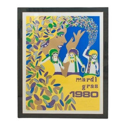1980 Signed Mardi Gras Poster in Custom Acrylic Frame - Prints And Posters