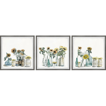 Sunflower Collection Triptych, 36"x12"