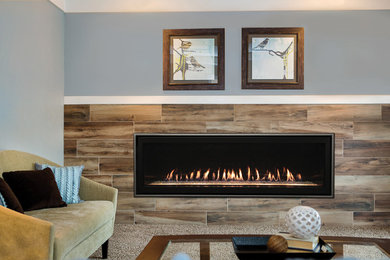 Cool Toned Modern Linear Fireplace - White Mountain Hearth