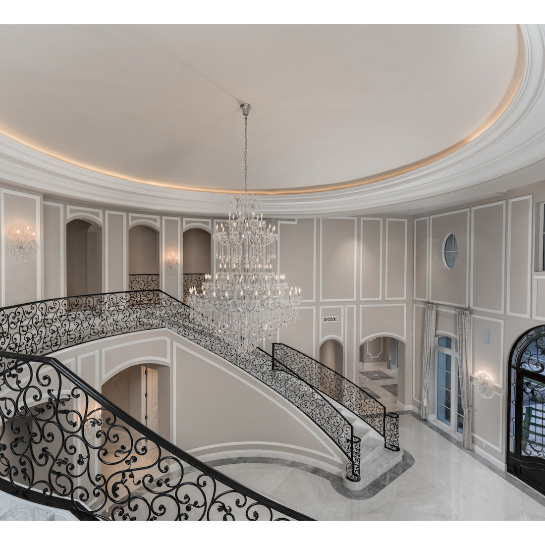 Grand Entry Ceiling & Custom Iron Railings