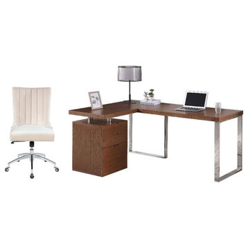 Home Square 2-Piece Set with Home Office Desk & Fabric Computer Chair