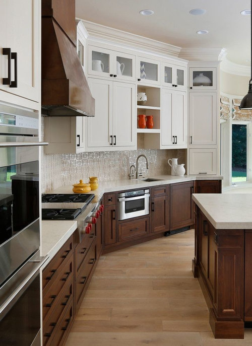 White Dual Tone Kitchen Cabinets, White Washed Cherry Kitchen Cabinets