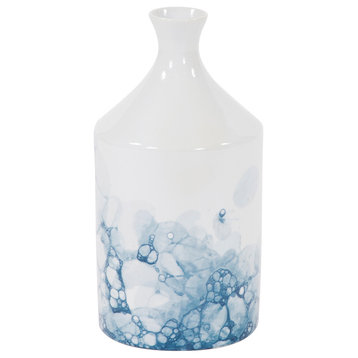 Howard Elliott Blue and White Porcelain Bottle Vase, Large
