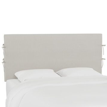 Bern Queen Slipcover Headboard With Ties, Oxford Stripe Taupe