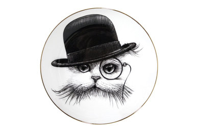 Assiette Cat in a hat 21 cm en porcelaine - Rory Dobner