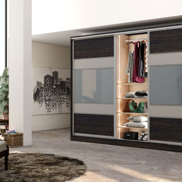 Wooden Sliding Fitted Wardrobe Five Panels Finish Supplied by Inspired Elements