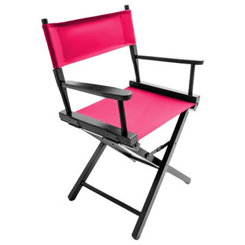 Gold Medal 18" Black Contemporary Director's Chair, Pink Lipstick