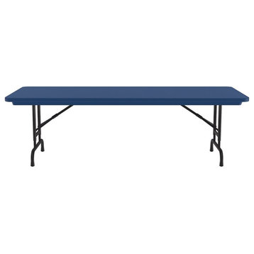 UrbanPro 22-32" Adjustable Height Plastic Resin/Metal Folding Table in Blue
