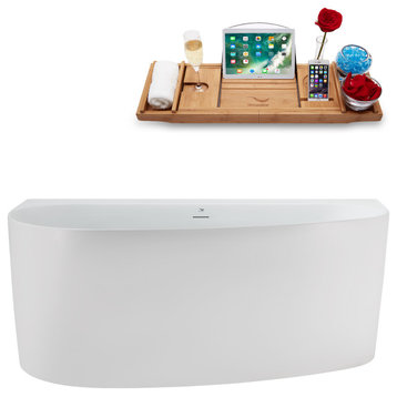59" Streamline Bathtub and Tray With Drain, Matte Oil Rubbed Bronze