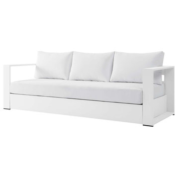 Lounge Sofa, White, Aluminum, Modern, Outdoor Patio Bistro Garden Hospitality
