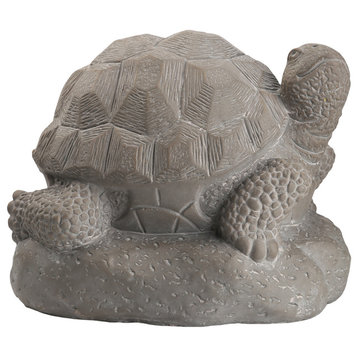 Terracotta Turtle Figurine, Washed Gray Finish, Large