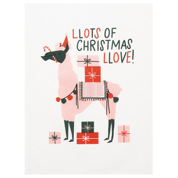 Llama Christmas Love Kitchen Towel