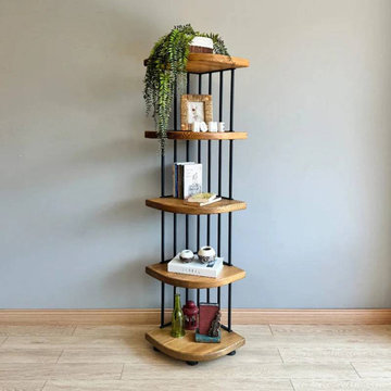 Fargo Solid Pine Wood Corner Bookcase | Space-Saving Rustic Storage Design