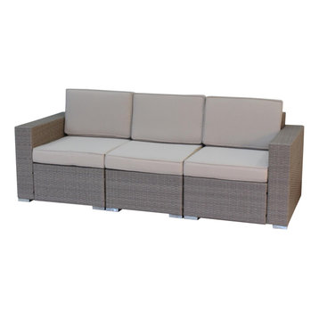 Luxury Living Furniture 3 Piece Multi Tan Wicker Rattan Outdoor Sofa SF-0217-T