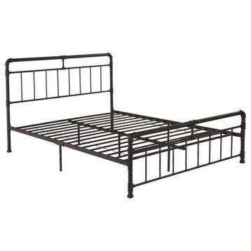 GDF Studio Sally Industrial Queen Iron Bed Frame, Hammered Copper