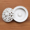Novica Handmade Jatiluwih White Ceramic Mosquito Coil Holder