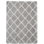Nourison - Nourison Luxe Shag 4' x 6' Grey/Ivory Shag Indoor Area Rug - This exceptionally plush 2-inch-deep shag rug from the Nourison Luxe Shag Collection has the look and feel of luxuriously soft sheepskin, and makes a perfect addition to any casual room setting. Luxurious texture and Moroccan lattice pattern on pale grey color for a warm, soothing accent.
