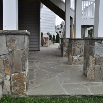 Falcon Mist Fireplace and Seating Walls with Pennsylvania Variegated Patio