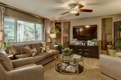 Inspiration for a transitional family room remodel in Denver