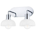 Mitzi by Hudson Valley Lighting - Kyla 2-Light Bath Bracket, Polished Chrome Finish, Opal Glossy Glass - Globe  peek from beneath dome glass shades to give this sleek fixture a vintage vibe. Light shines through the clear glass shade of the sconce.