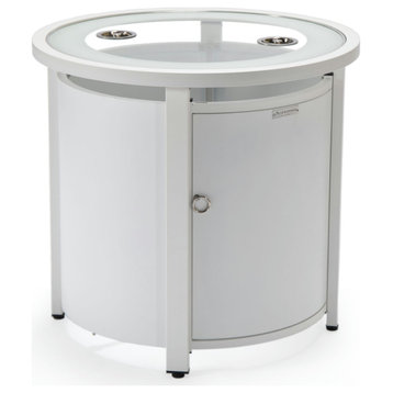 LeisureMod Walbrooke Patio Round Fire Pit and Tank Holder, White