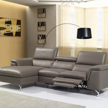 Modern Contemporary Angela Leather Sectional Brown Recliner