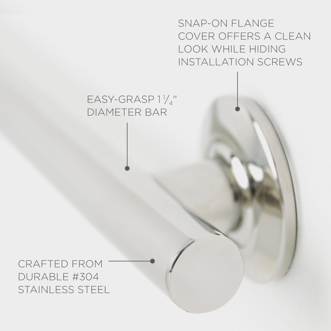 Coronado Straight Shower Grab Bar, Polished Stainless, 18