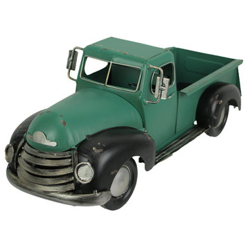 Rustic Green and Black Antique Pickup Truck Vintage Planter Indoor Outdoor