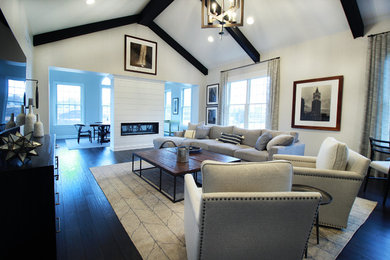 Inspiration for a rustic living room remodel in New York