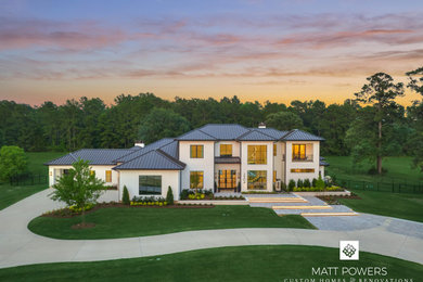 Example of a transitional exterior home design in Houston