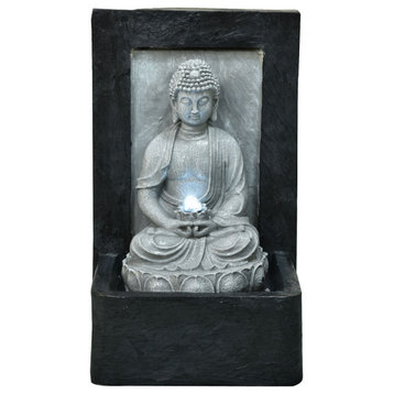 24" Buddha Wall Statue Indoor/Outdoor Garden Fountain, LED Lights