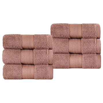 6 Piece Aria Luxury Soft Solid Hand Towel Set, Taupe